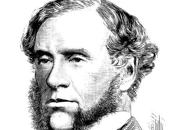 Schwarz-Weiß-Porträtbild Sir William Robert Grove aus dem 19. Jahrhundert