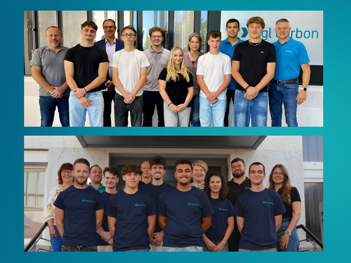 Start of the Apprenticeship Program at SGL Carbon A collage featuring two photos showing the new apprentices.
