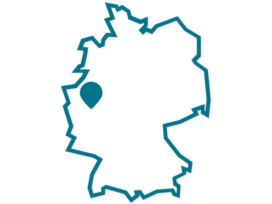 The city of Bonn located on a map of Germany